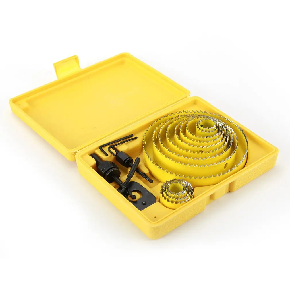 

13PCS Drill Bit Set 19-127mm Rotary Tool Hole Saw Kit Woodworking Opener Cutter Mandrel Drilling Holes Accessories Wood Power