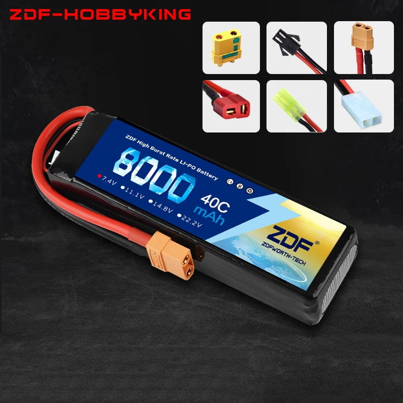 ZDF Lipo аккумулятор 2S 8000mAh 7,4 V аккумулятор 40C max 80C Аккумулятор для TRAXXAS SUMMIT E-REVO 1/7 Неограниченный поток HPI