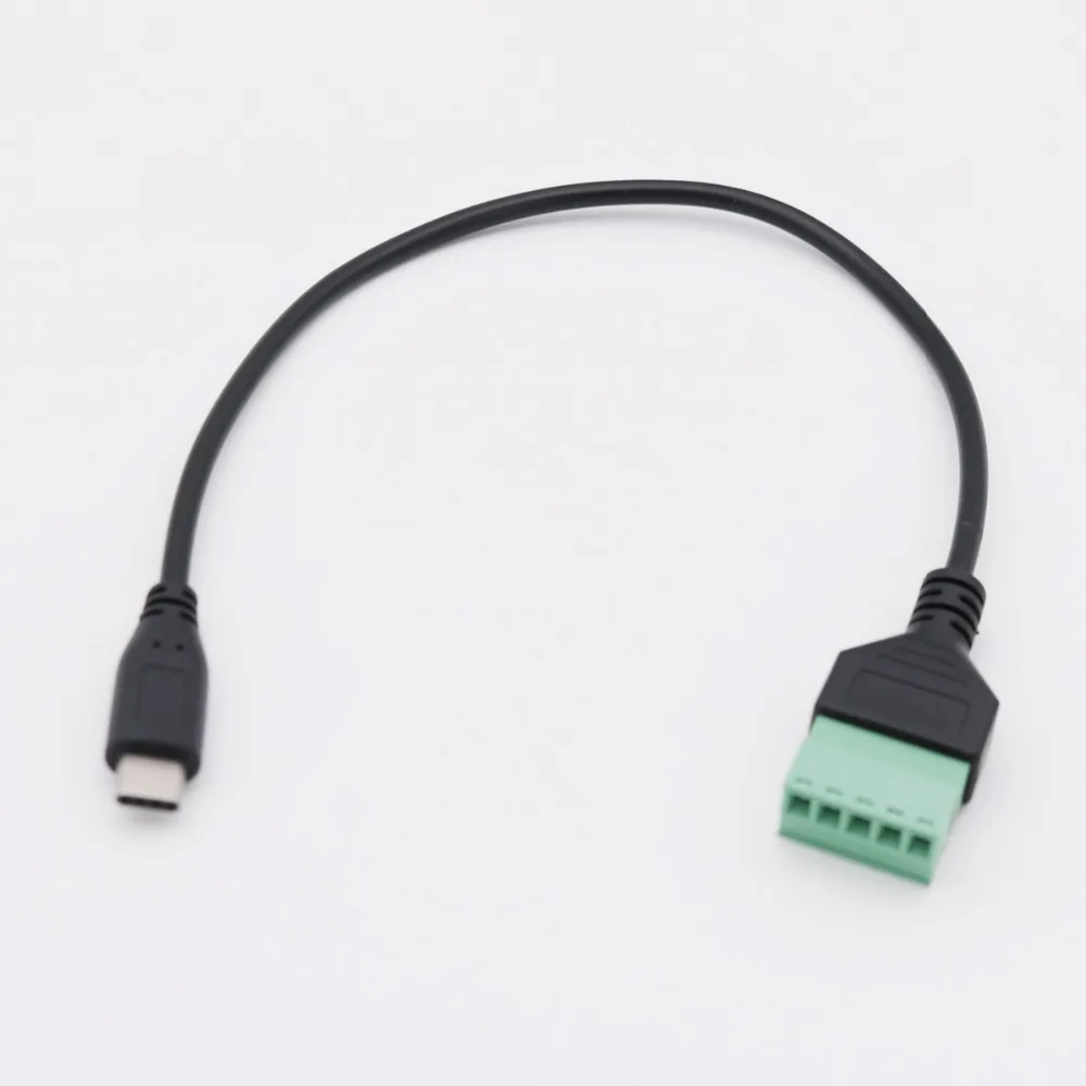 

1pcs 1FT USB-C USB 3.1 Type-C Male to 5 Pin Screw with Shield Solderless Terminal Plug Adapter Connector Cable Lead 30cm