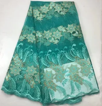 

2018 Applique French Lace Fabric 3D African Tulle French Lace With beads For Party Nigerian Lace Fabric Net Tulle Lace Material
