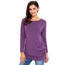 Женская одежда с круглым вырезом одноцветное футболки женские Slim Fit с длинным рукавом Пуловеры Топы Демисезонный Повседневное Элегантная футболка AA11890