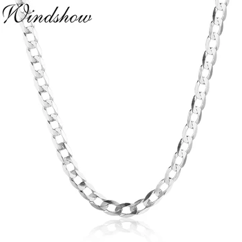 

4mm Slim Ultra-thin 925 Sterling Silver Curb Chain Link Necklaces Men Jewelry collares kolye Collier 50cm-80cm 4mm 7.5mm ketting