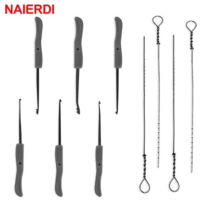 NAIERDI 17 шт. слесарные инструменты, инструменты для удаления сломанного ключа, автоматический экстрактор, набор замков, инструменты из нержавеющей стали для самостоятельной сборки