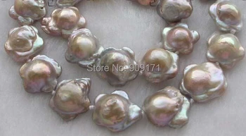 

Free Shipping>>Natural 16mm Purple Reborn Keshi Flower Pearl Necklace