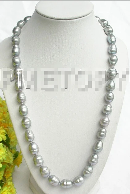 

length 20" 13mm baroque Gray pearl necklace dragon E253^^^@^Noble style Natural Fine jewe SHIPPING (C0309)