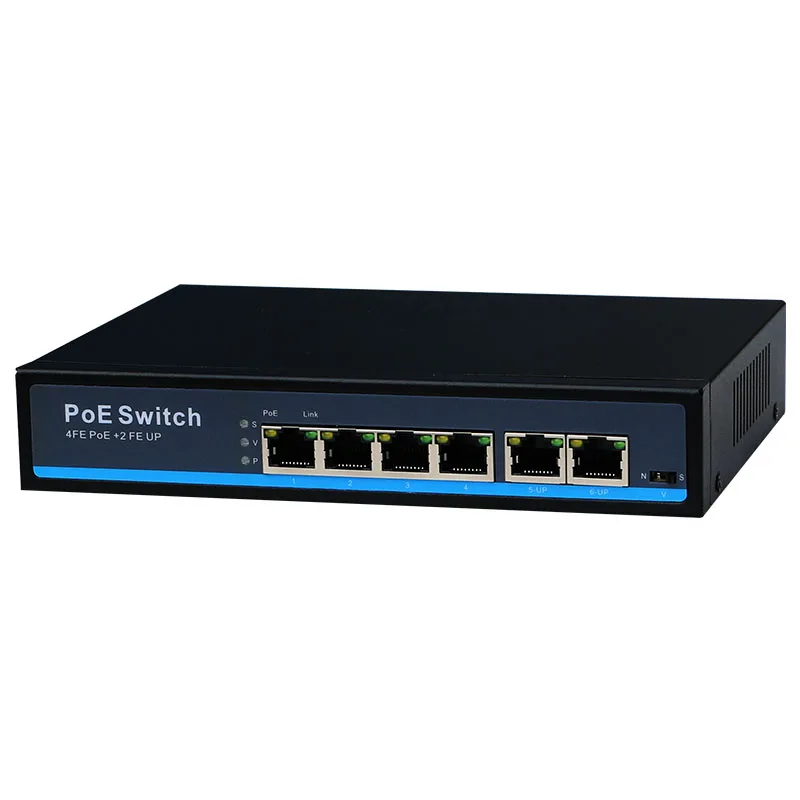  48V 4 Ports POE switch Ethernet with standardized port IEEE 802.3 af/at Suitable for IP camera/Wire - 1.00001E+12