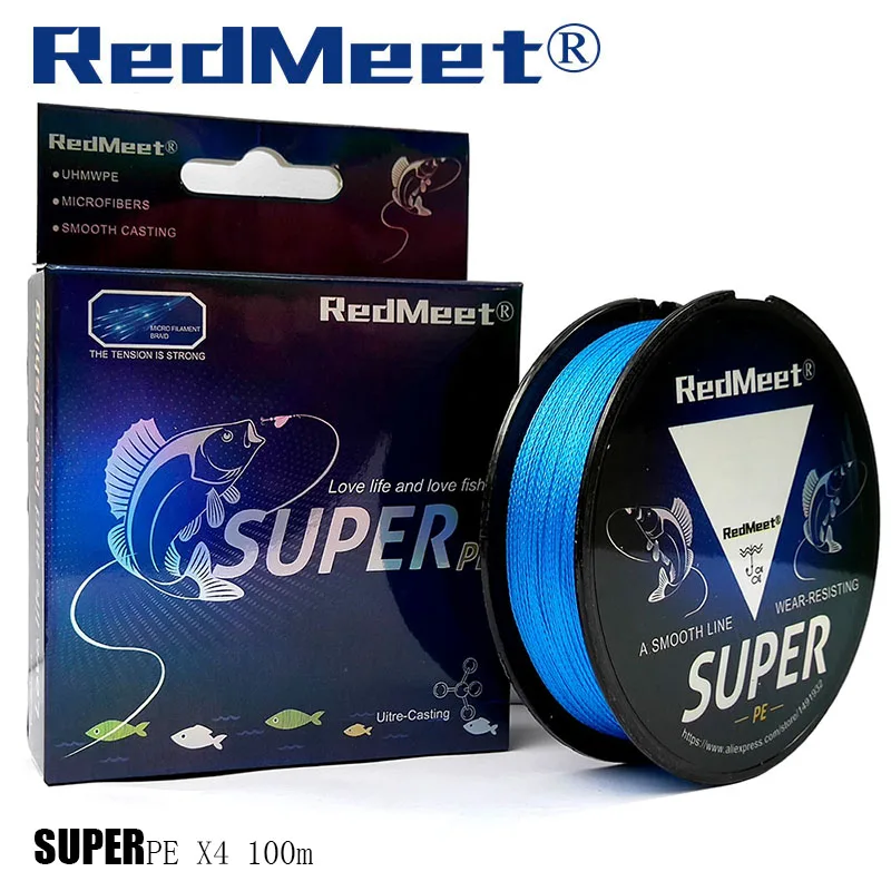 

RedMeet Brand 100M PE Bra1ided Fishing Line 4 Stands 12-83LB Multifilament Fishing Line for Carp Fishing Wire for All Fishing