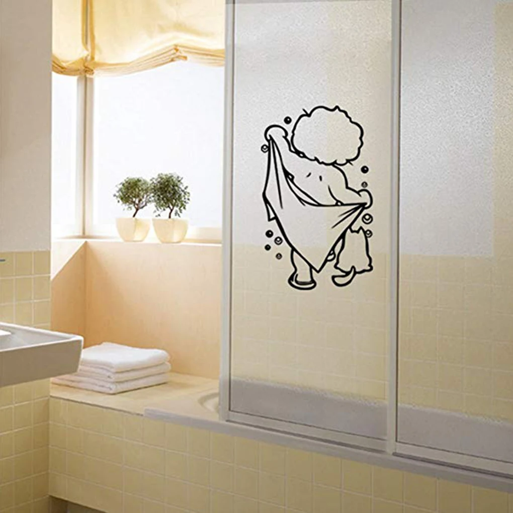 DIY Funny Bathroom Glass Sticker Shower Removable PVC Waterproof Home