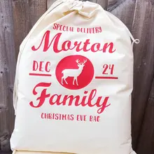 Пользовательские Семья имя Рождество Санта мешок Дети Детская хранения холст игрушка в подарок сумки на день рождения Хлопок Drawstring хранения pack