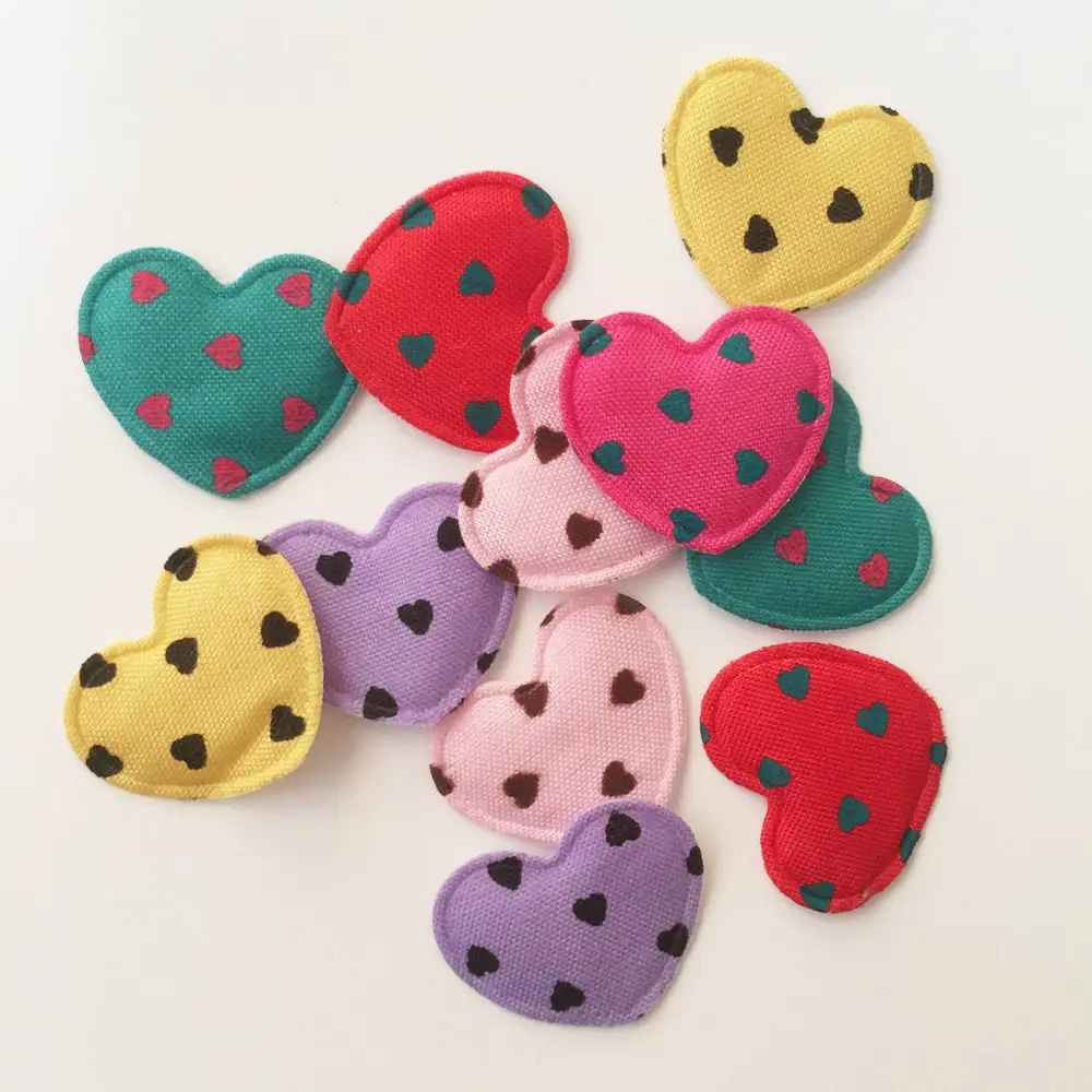 

200pcs Mixed Colorful heart Cloth Fabric Felt Patches Heart Appliques for Clothes Stickers Ornament Wedding DIY SA84A*2