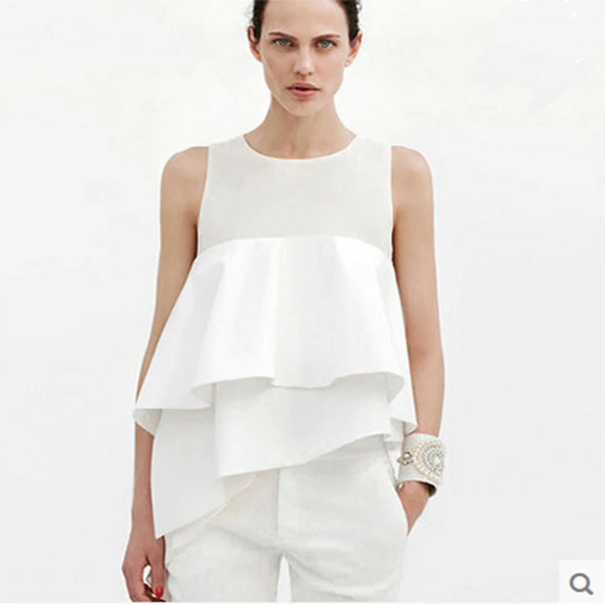 Big Size Women Black Ruffles Chiffon Blouse Short Sleeve
