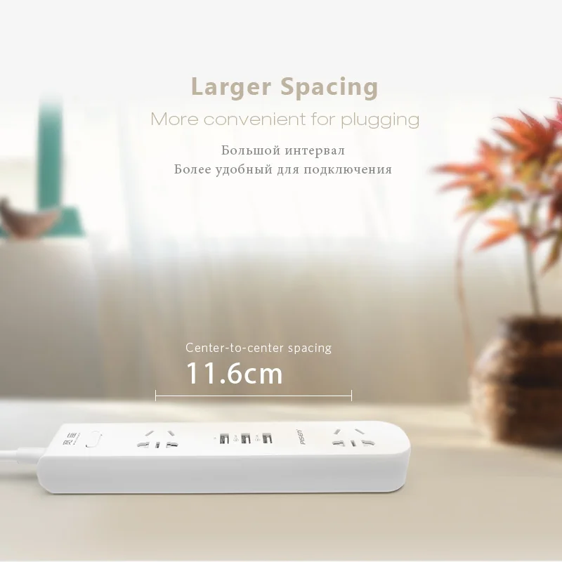 Pisen 2 Розетки и 3 USB Выход Мощность полосы Электроника Smart Расширители plug с ЕС