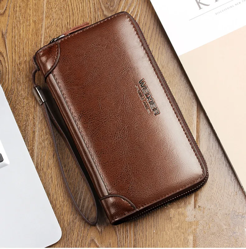 Color : Brown, Size : S Shengjuanfeng Mens Wallet Clutch Bag Double Zipper Leather Business Clips The First Layer of Leather Clip Color : Brown, Size : S Shengjuanfeng Mens Wallet Clutch Bag Double Zipper Leather Business Clips The First Layer of Leather Clip