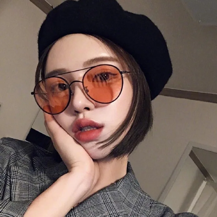 

Big box sunglasses retro metal round frame transparent ocean piece sunglasses sunglasses