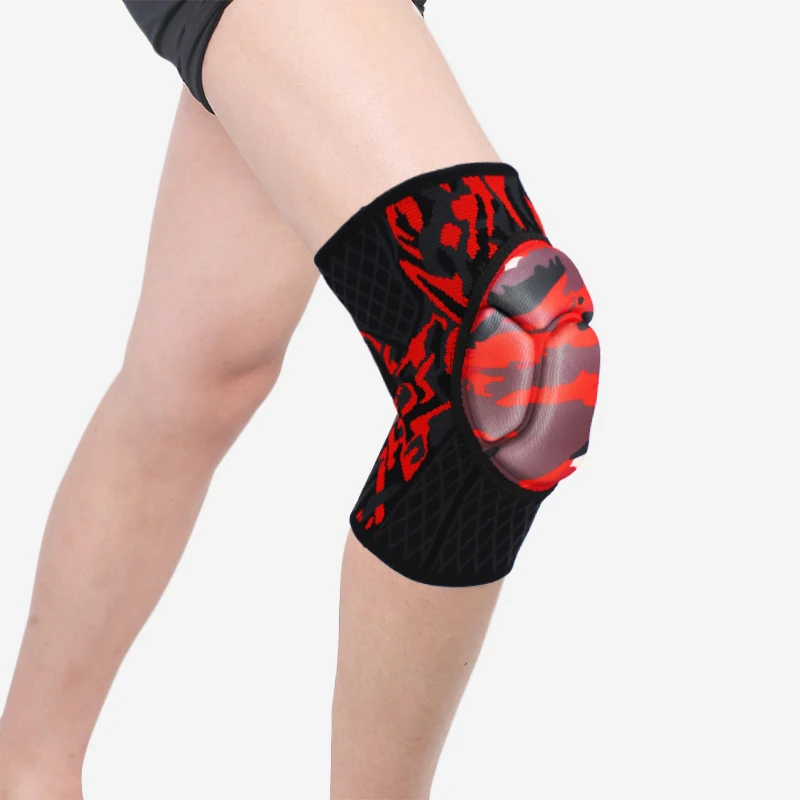 1 Pair Protective Knee Pads Knee Brace Support Thick Sponge Anti-Slip Collision Avoidance Knee Sleeve for Volleyball Break Dance Color : Red 