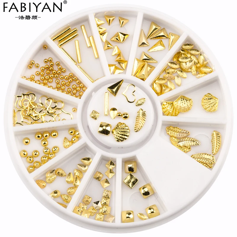 

Nail Art Wheel Metal Leaves Shell Hollow Heart Rivets Rod Sequins Decoration Accessories Manicure Tools UV Gel Polish 3D Tips