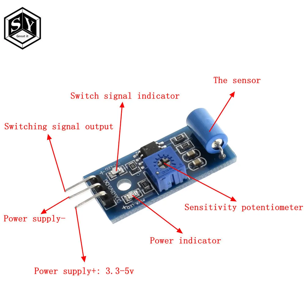 1 шт. отличный, нормально закрытый модуль датчика вибрации для Arduino