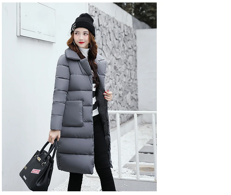 Matelassé Moyen Femme Green rouge Candy Avec Chaud D'hiver Doudoune Poches V army Couleur Vestes Neck rose gris Parkas blanc orange Manteau Noir long Femmes Rembourré 2017 7nTx66