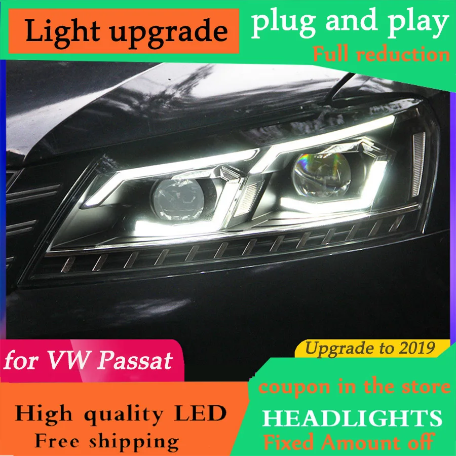 D-YL Car Styling for VW Passat B7 US Verson Headlights 2011- Upgrade For Passat B7 Headlight dynamic turn signal Hid