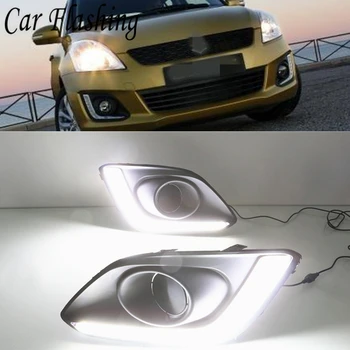 

Car Flashing led drl daytime running light 1set for suzuki swift 2014-2016 with fog lamp hole cover function 12V LED CAR DRL