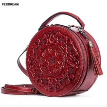leather crossbody bag lady small round bags retro Chinese style portable Messenger bag one shoulder cylinder handbag cow skin leather crossbody bag lady small round bags retro Chinese style portable Messenger bag one shoulder cylinder handbag cow skin