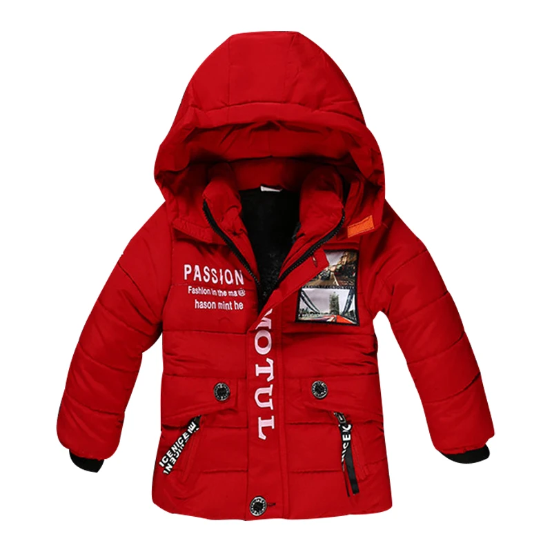 Новинка года; зимняя куртка для мальчиков Модное детское пальто с капюшоном и хлопковой подкладкой высокого качества теплая верхняя одежда для детей 3 цвета