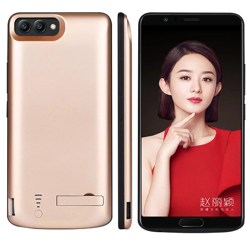 Новейший 6500 мАч, сотовый телефон power Bank упаковка чехол зарядное устройство чехол с держателем кронштейна для Huawei Honor V10 - Цвет: Golden