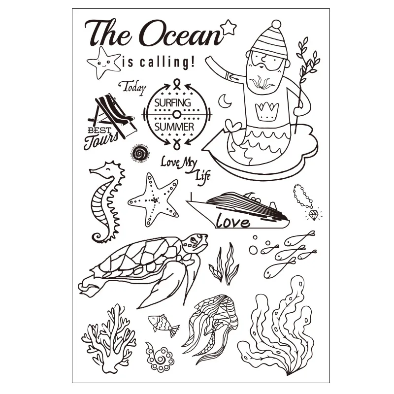 

Ocean Subject Transparent Clear Silicone Stamp/seal for DIY Scrapbooking/photo Album Decorative Clear Stamp Sheets