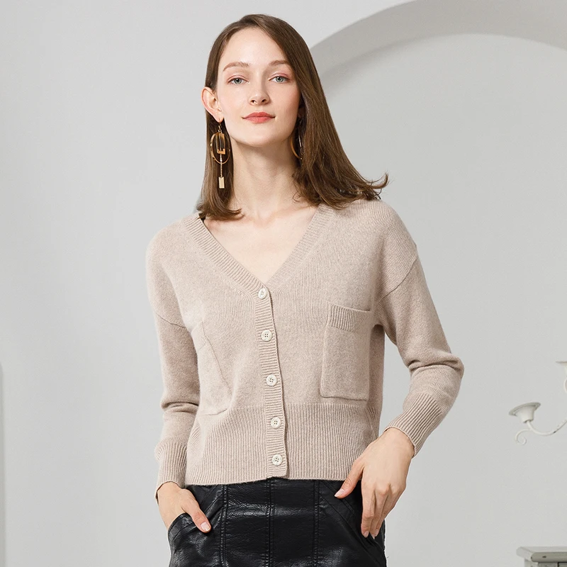 2019 Korean New 100% Cashmere Cardigan Women Thick Coat