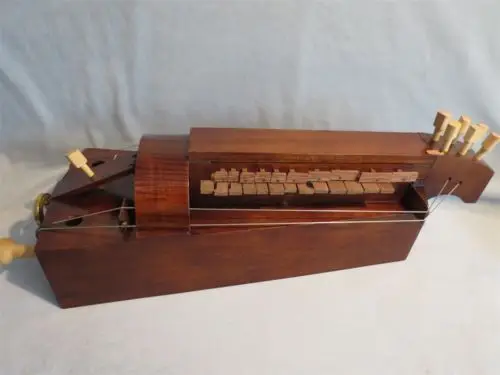 Ручная работа из твердой древесины 6 струн 24 клавиши красивый темно-коричневый Hurdy гурди