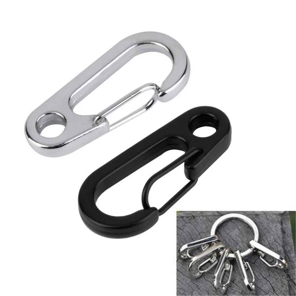 Outdoor Key Chain Clip Hook Lock Buckle D-Ring Shape Carabiner Spring Snap 5pcs