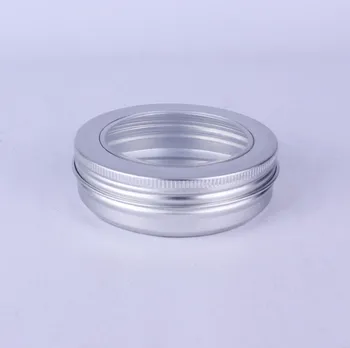 

2018 New 100pcs 100g Clear open window aluminum cans candles metal box aluminum cream jars aluminum tin container aluminum