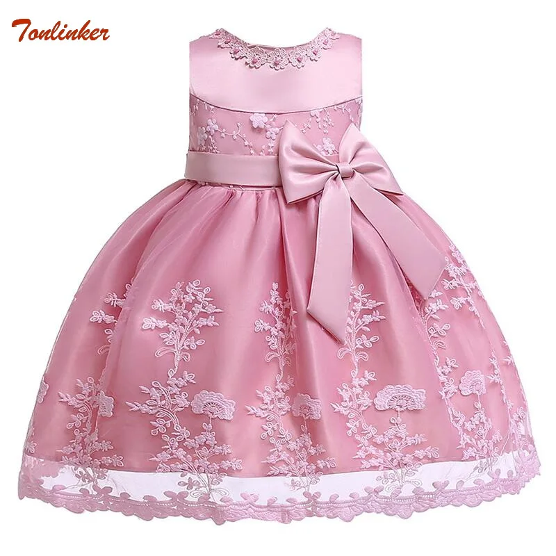 

Pink Princess Toddler Baby Girls Newborn Dress Big Bow Lace Tutu Party Wedding Birthday Dress For Girl Summer Baby Girl Clothing