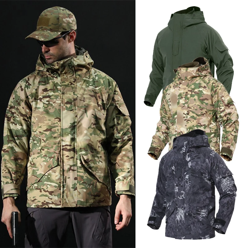 

SJ-Maurie 2 In 1 Windbreaker Hunting Jacket Camouflage ACU Men SoftShell Fleece Hiking Military Tactical Fishing Jackets
