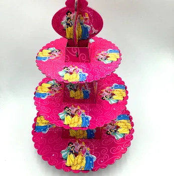 

1SET/LOT PRINCESSES CAKE STAND THREE LAYERS PRINCESS CAKE STAND BIRTHDAY PARTY PRINCESSES DESSERT STANDS BIRTHDAY PARTY FAVORS