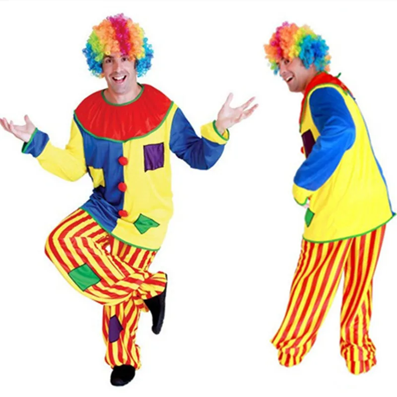 Halloween Circus Show Clown Costume Adult Men Clown Unisex Theme Party Cosplay Clothes Jumpsuit