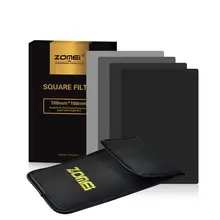 Zomei kit de filtro de densidade, kit original de filtro de densidade neutra quadrada 150*100mm nd2 + nd4 + nd8 + nd16 cor completa filtro cinza para cokin z-pro