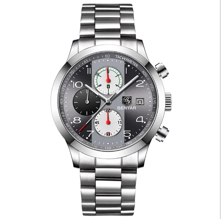 

Genuine men steel belt quartz watch men casual fashion waterproof watch sport chronograph watch men