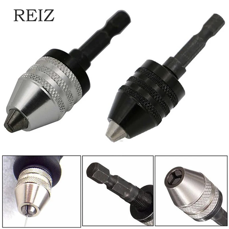 

REIZ Keyless Drill Chuck 0.6-8 mm Clamping Range Driver in Power Tool Accessories Keyless Adapter Impact Hex Shank Drill Chuck