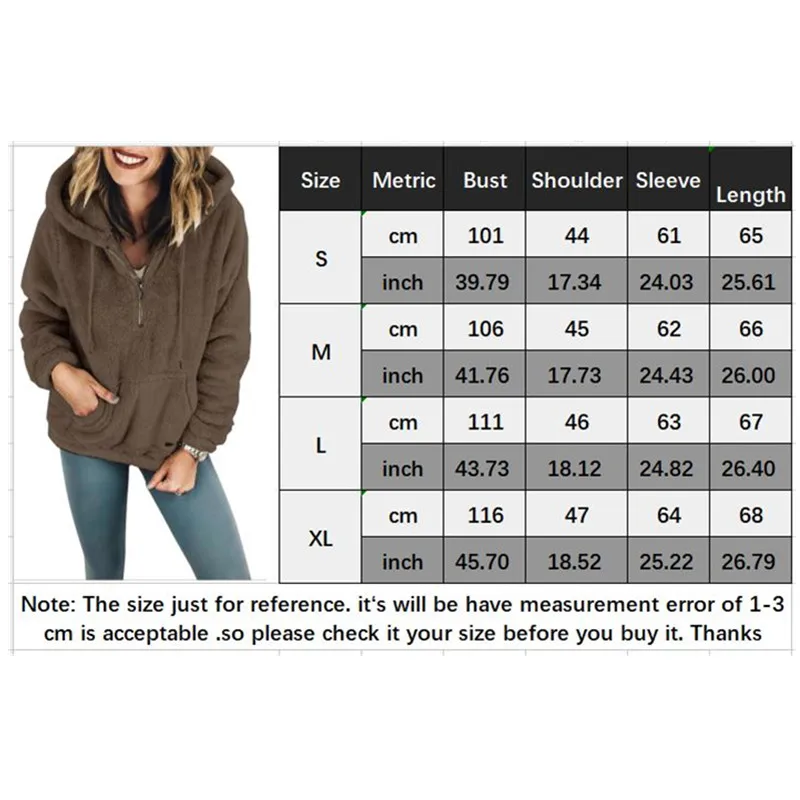 SINFEEL Loose Faux Fur Casual Hoodies Women Sweatshirts Autumn Winter Zip Pocket Faux Shearling Hoodies Female Plush Teddy Tops