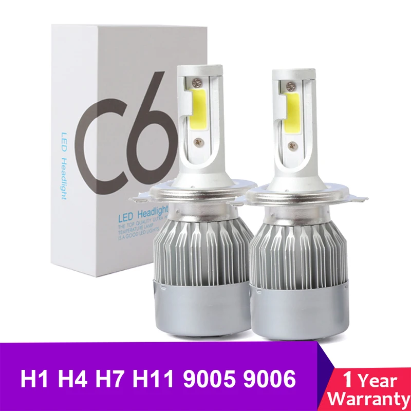 C6 автомобиля H4 H7 светодиодный лампы Hi Lo для автомобилей H11 H1 HB3 9006 HB4 12 V 24 фары 6500 K