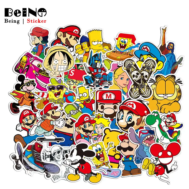 

Cartoon Anime Mario Sticker Mickey Astro Boy Waterproof Suitcase DIY Laptop Guitar Luggage Skateboard Toy Lovely Stickers QY48