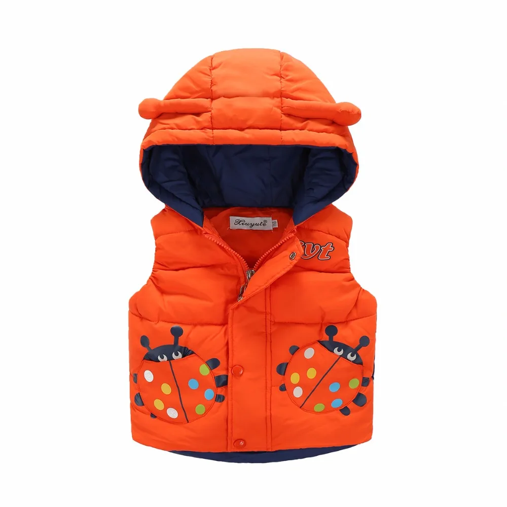 Kids Boys Girls Hooded Vests Children's Down Cotton Vest Baby Boy Girl Cute Beatles down cotton