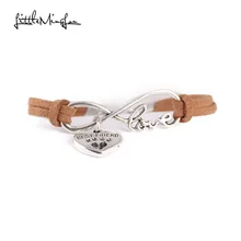 Infinity love dog cat pet paw footprint best friend bracelet heart charm men bracelets bangles for
