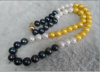 

charming AAA 9-10 mm south white black multicolor pearl necklace 20inch