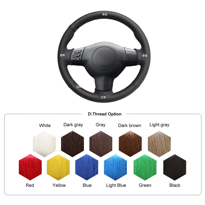 Чехол на руль MEWANT из черной искусственной кожи для Toyota Corolla 2004 2006 Caldina 2002 2007 RAV4 (US)