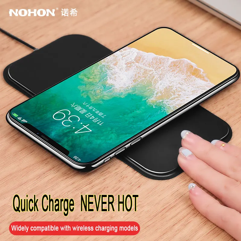 NOHON Qi Беспроводное зарядное устройство для iPhone X 8 Plus samsung S8 S7 S6 Note 5 LG Nexus 5 7 Nokia htc sony Универсальный QC USB быстрая зарядка