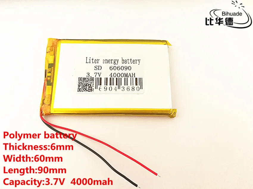 Полимерная литий-ионная батарея 606090 3,7 в 4000 мАч может быть настроена CE FCC ROHS MSDS сертификация качества