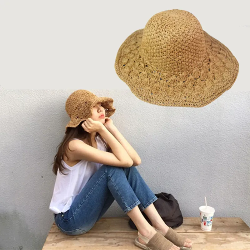 Women Fashion Summer Handmade Strawhat Sun Hats Large Along Vintage