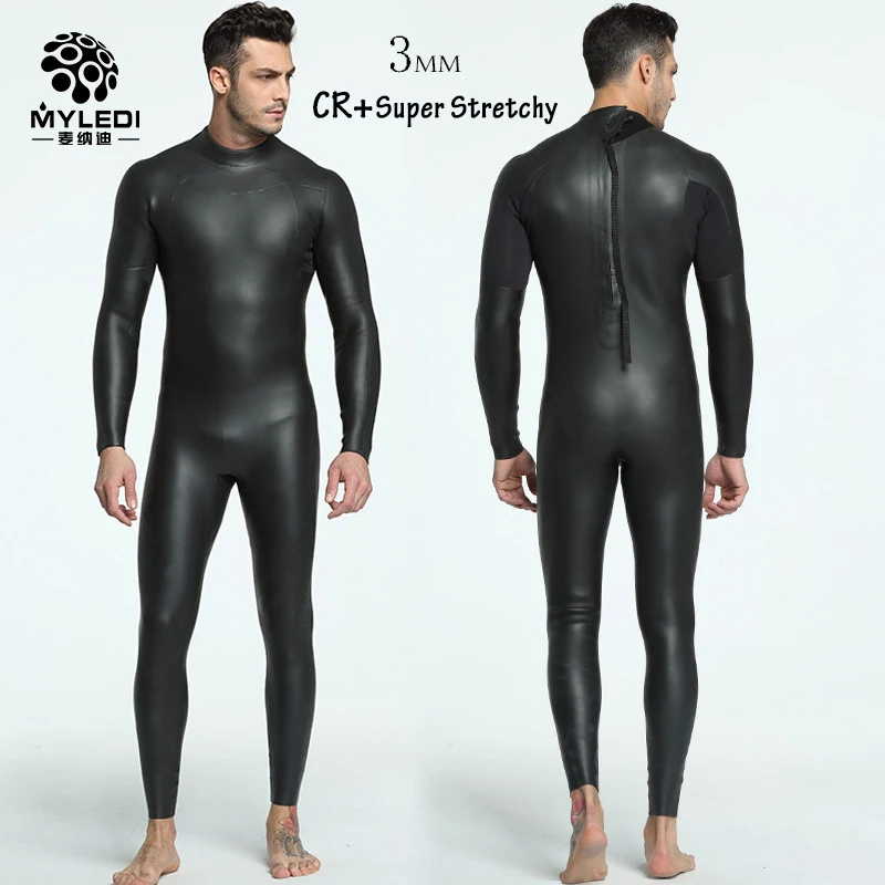 Stretchy Triathlon Wetsuits Mens Fullsleeve Smoothskin 3mm Neoprene